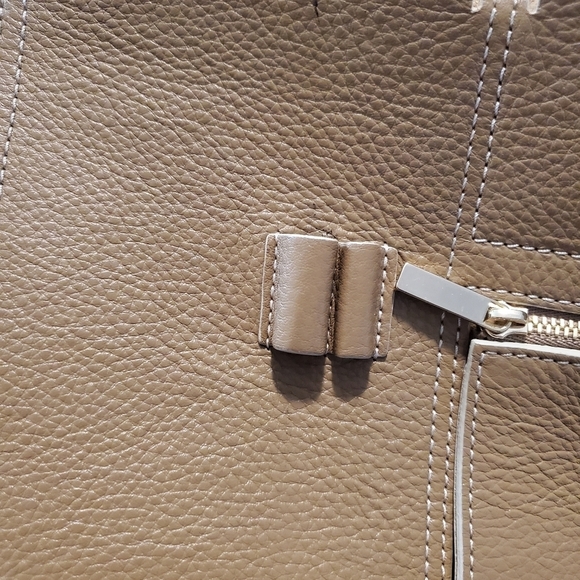 OAD Beige Mini Kit Zip Satchel/Crossbody Pebble Grain Leather Bag - Picture 12 of 13